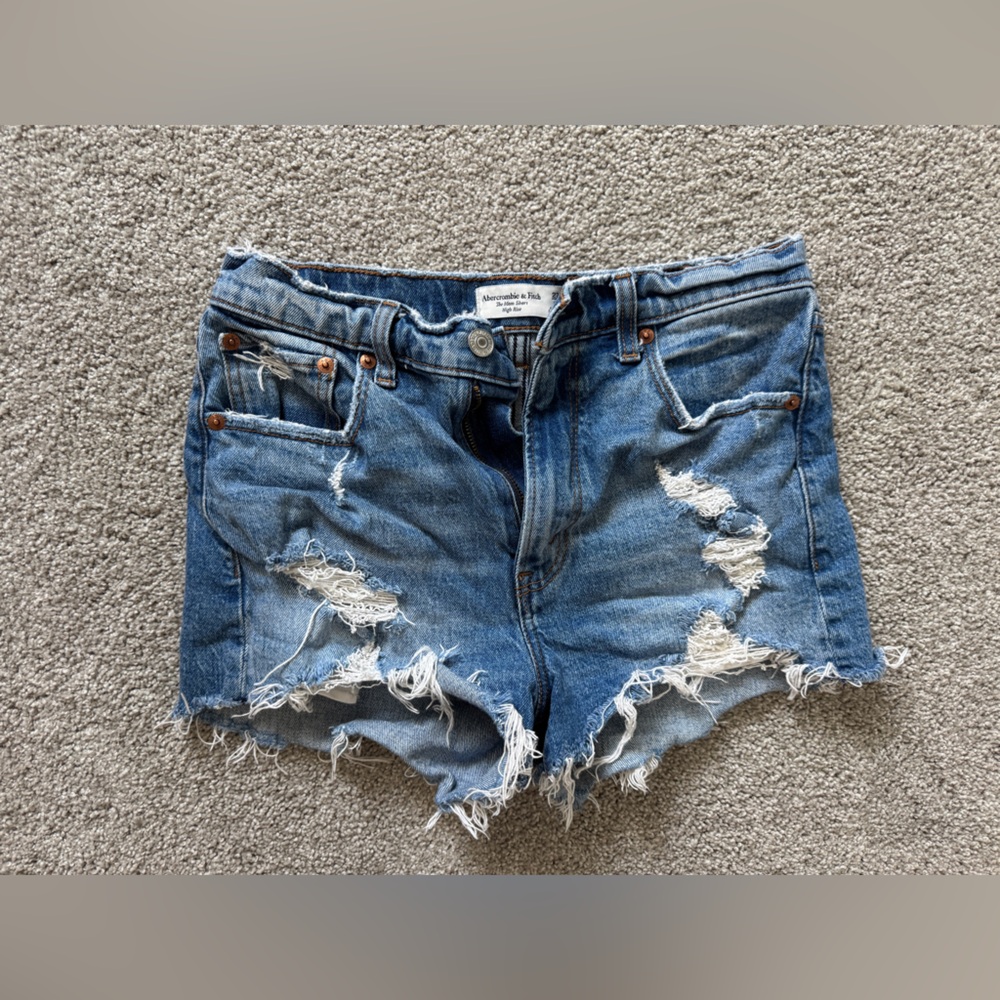 Abercrombie & Fitch Light Blue Distressed Jean Shorts